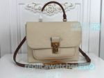 Newest Clone L---V White All Leather Yellow Lock Shoulder Bag